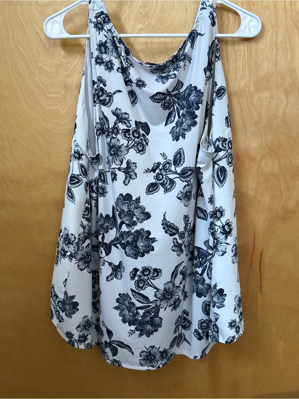 Ann Taylor White Sleeveless Tank with Black Floral Print